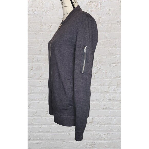 ASOS Design Gray Jersey Bomber Jacket Mens LG Full Zip MA-1 Pocket Minimalist - Picture 5 of 11